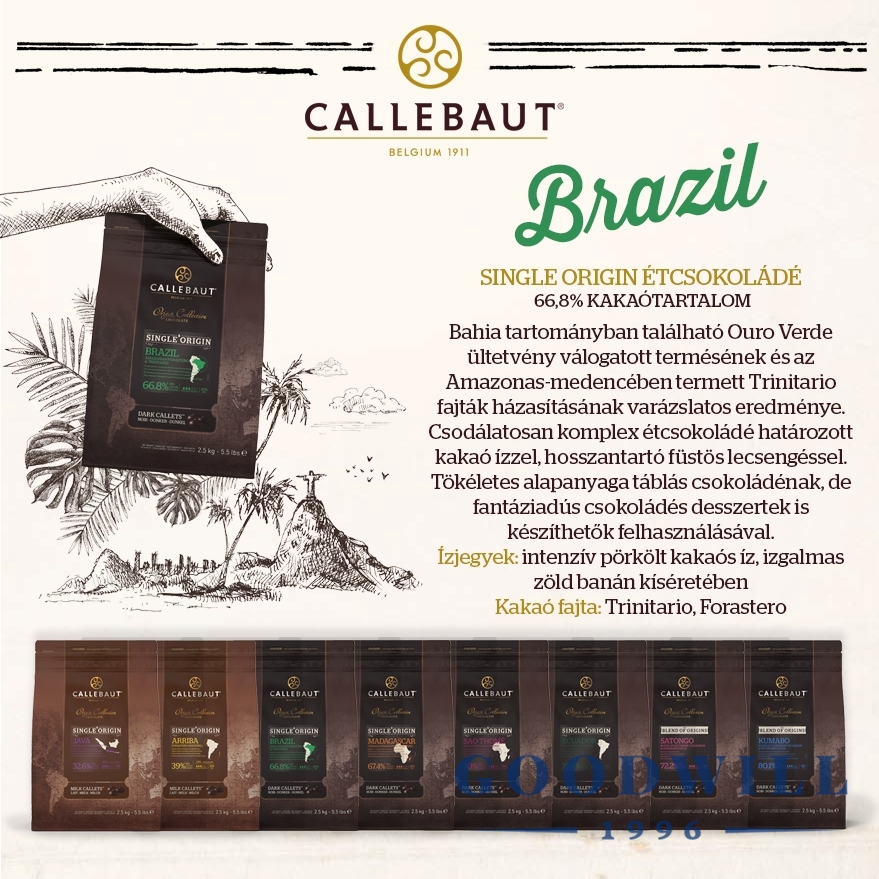 Callebaut Brazil 66,8 %-os étcsokoládé 2,5 kg